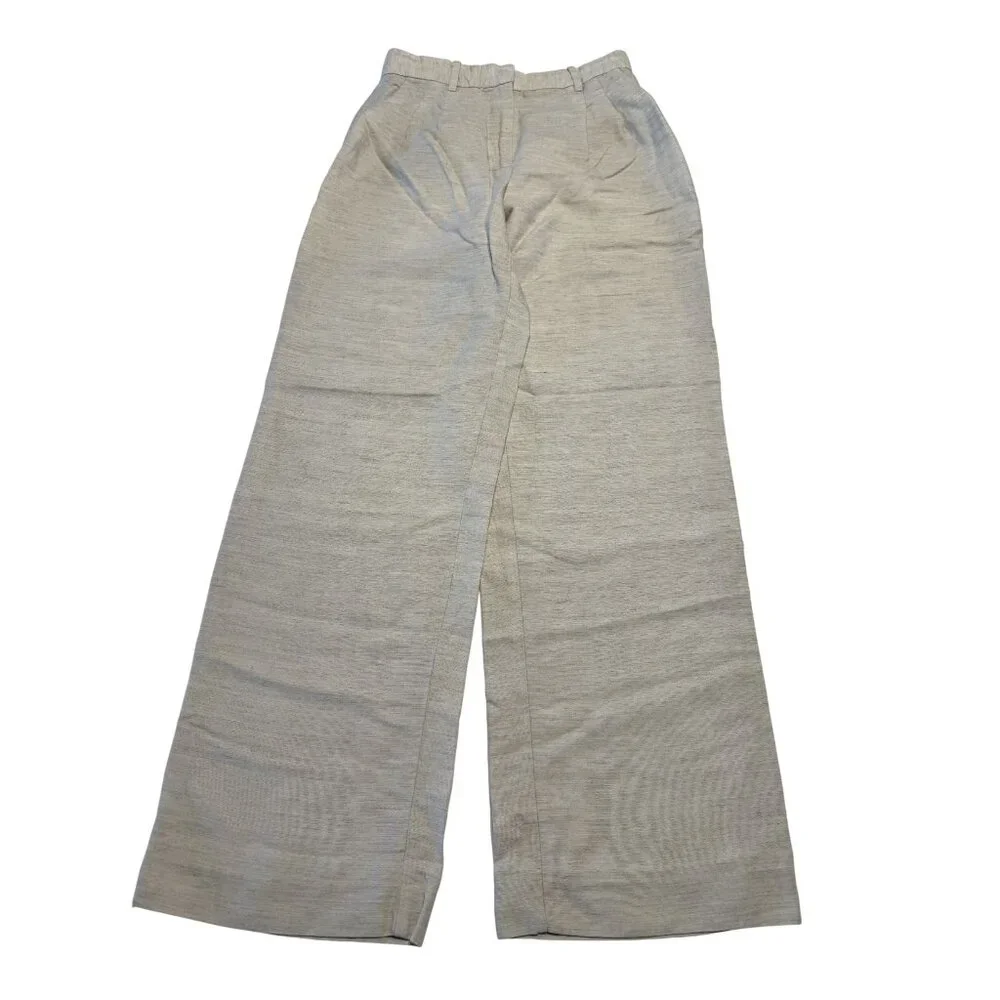 Aritzia Wilfred The Effortless Linen Wider Leg Natural Ecru Pants Women's Size 8